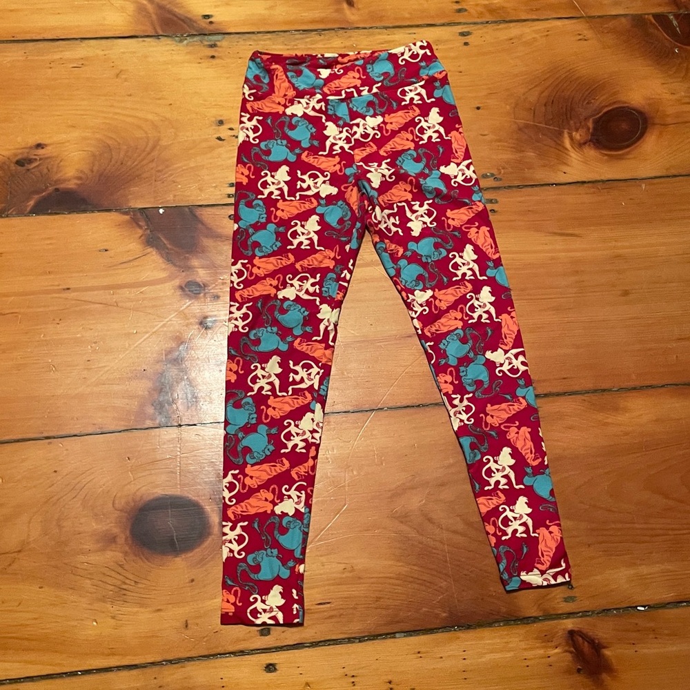 LuLaRoe Red and Blue Patterned Leggings